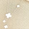 La Maison Necklaces | Envy Short Silver And Pearl White Clover Dropper Necklace - La Maison