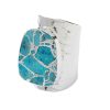 La Maison Rings | Longline 'Molten' Turquoise Stone Cuff Statement Ring In Silver - La Maison