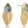 La Maison Earrings | Azuni Zepha Teardrop Doublet Studs With Palm Leaf - La Maison