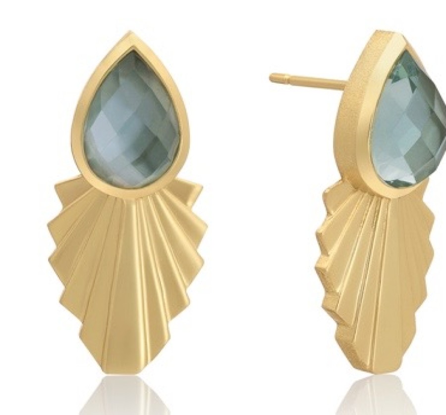 La Maison Earrings | Azuni Zepha Teardrop Doublet Studs With Palm Leaf - La Maison